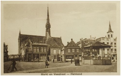 Helmond. Hoek Markt-Veestraat. Fotograaf J. Strijbosch, Sevenum.